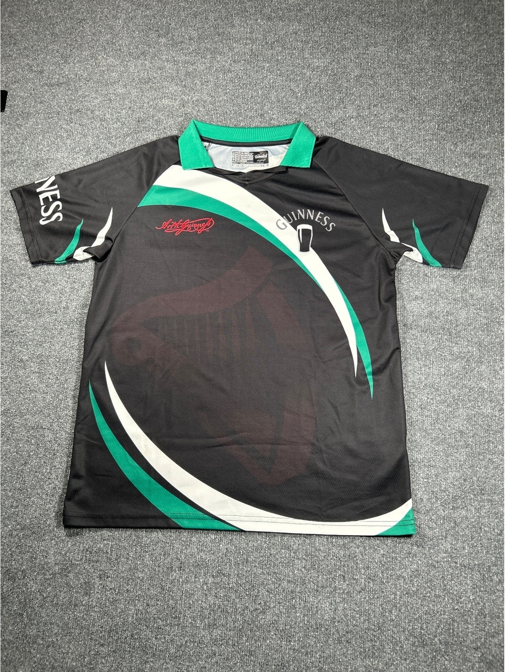 Guinness Black and Green Polo Shirt with Logo